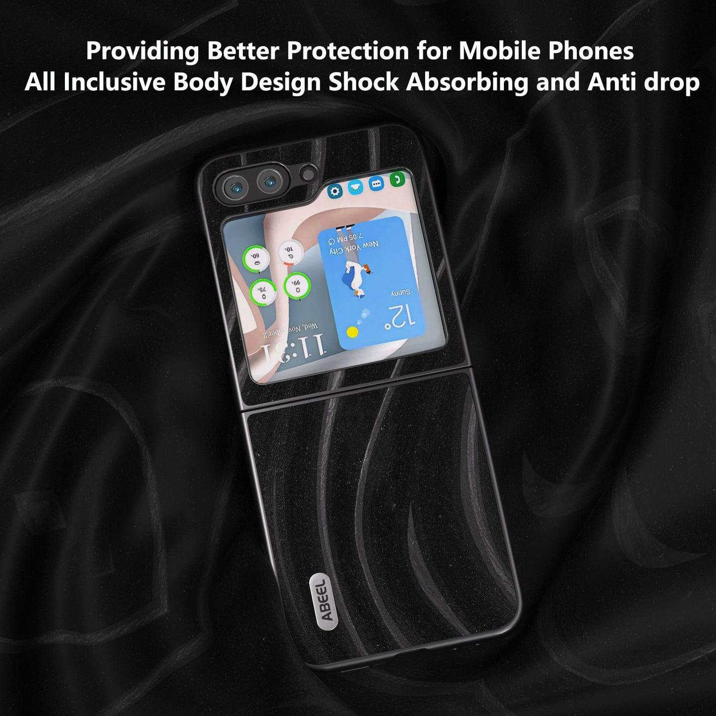 ABEEL Milky Way Series For Samsung Galaxy Z Flip6 5G Case PU Leather Coated PC Phone Cover - Black