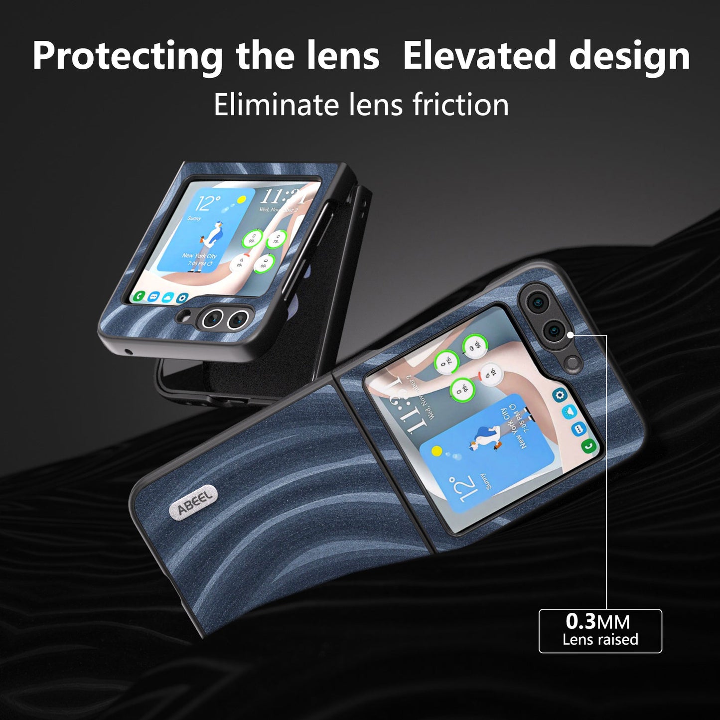 ABEEL Milky Way Series For Samsung Galaxy Z Flip6 5G Case PU Leather Coated PC Phone Cover - Blue