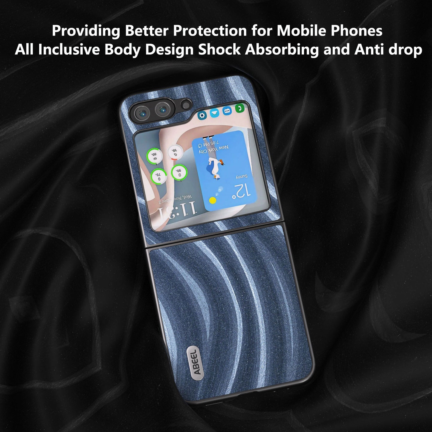 ABEEL Milky Way Series For Samsung Galaxy Z Flip6 5G Case PU Leather Coated PC Phone Cover - Blue