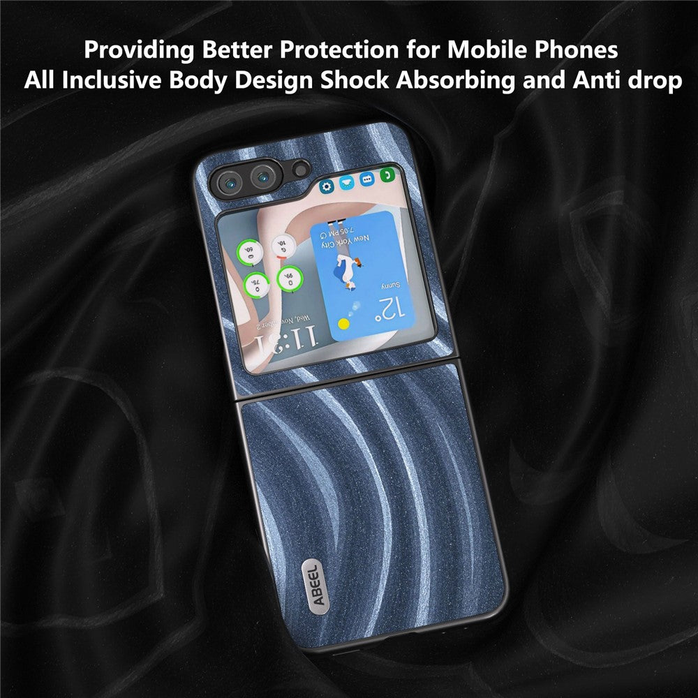 ABEEL Milky Way Series For Samsung Galaxy Z Flip7 FE 5G / Z Flip6 5G Case PU Leather Coated PC Phone Cover - Blue