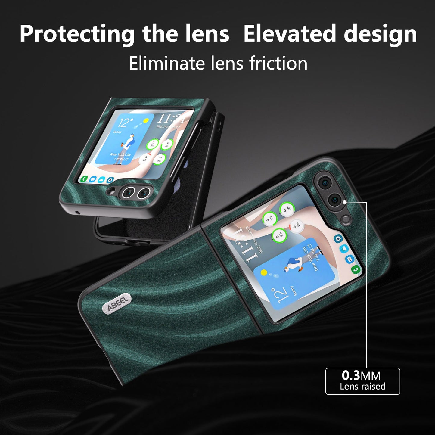 ABEEL Milky Way Series For Samsung Galaxy Z Flip6 5G Case PU Leather Coated PC Phone Cover - Green