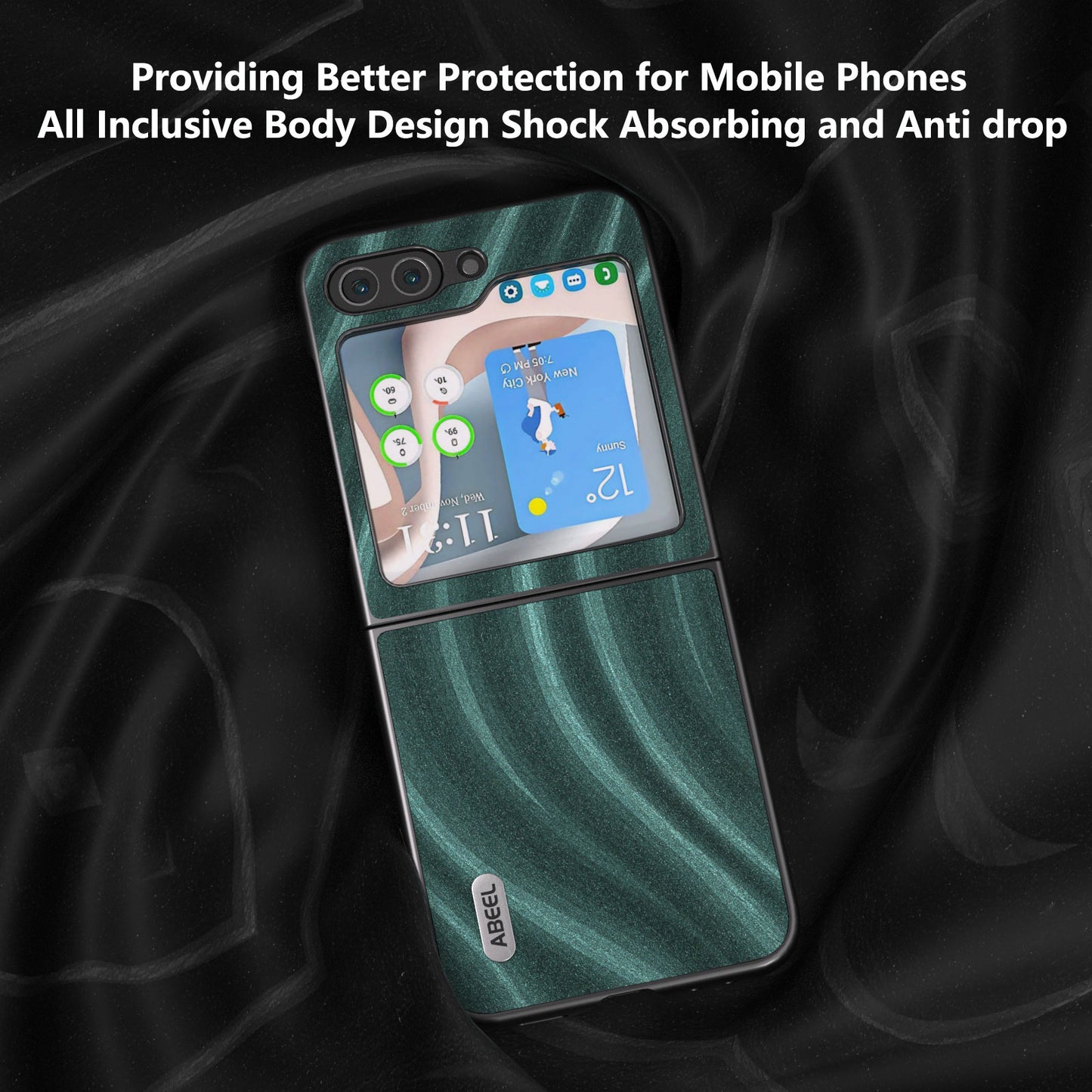 ABEEL Milky Way Series For Samsung Galaxy Z Flip6 5G Case PU Leather Coated PC Phone Cover - Green