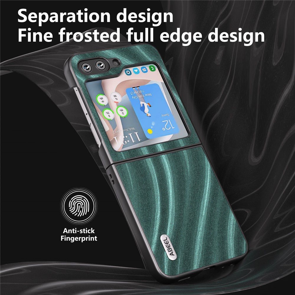 ABEEL Milky Way Series For Samsung Galaxy Z Flip7 FE 5G / Z Flip6 5G Case PU Leather Coated PC Phone Cover - Green