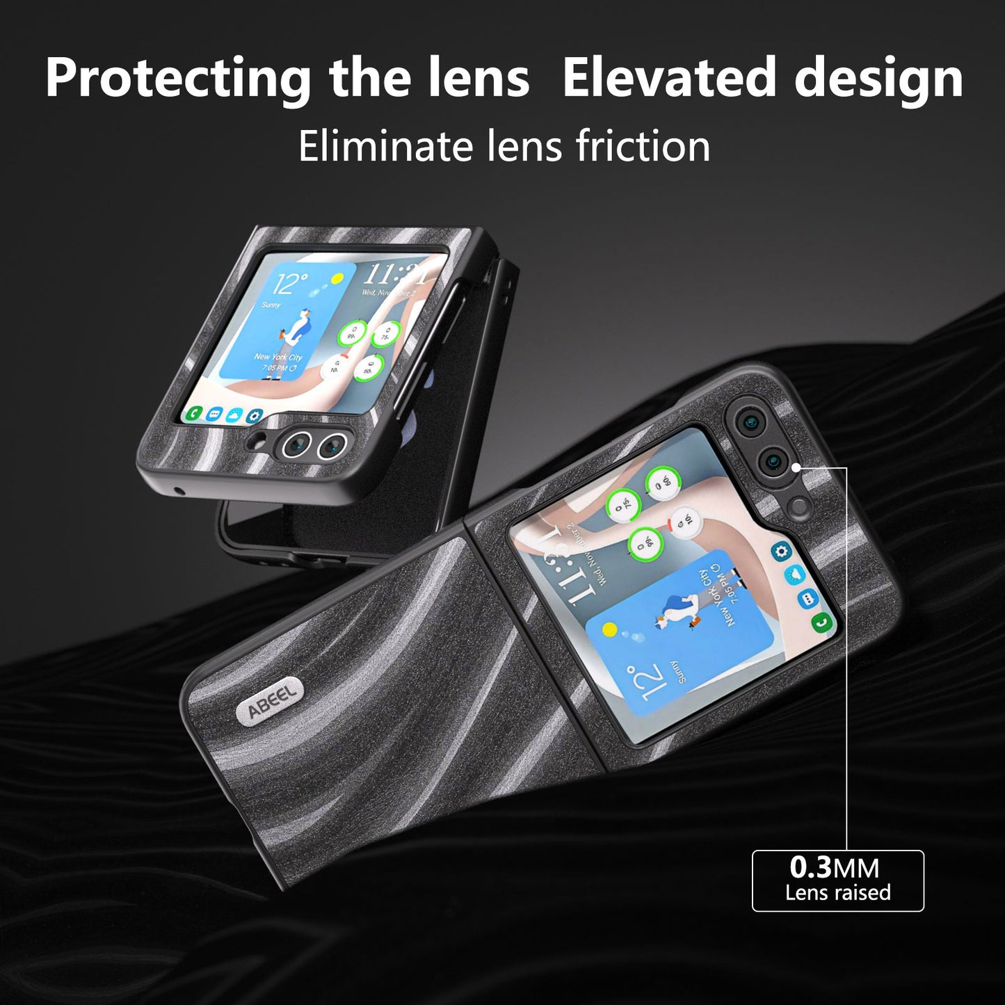 ABEEL Milky Way Series For Samsung Galaxy Z Flip6 5G Case PU Leather Coated PC Phone Cover - Grey