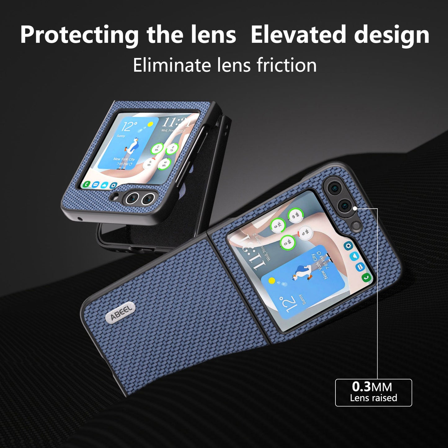 ABEEL For Samsung Galaxy Z Flip6 5G Case Carbon Fiber Texture Phone Protective Cover - Baby Blue