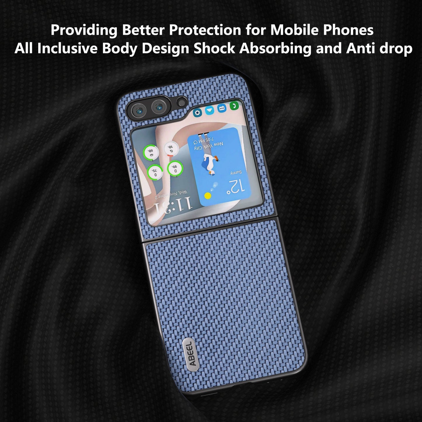 ABEEL For Samsung Galaxy Z Flip6 5G Case Carbon Fiber Texture Phone Protective Cover - Baby Blue