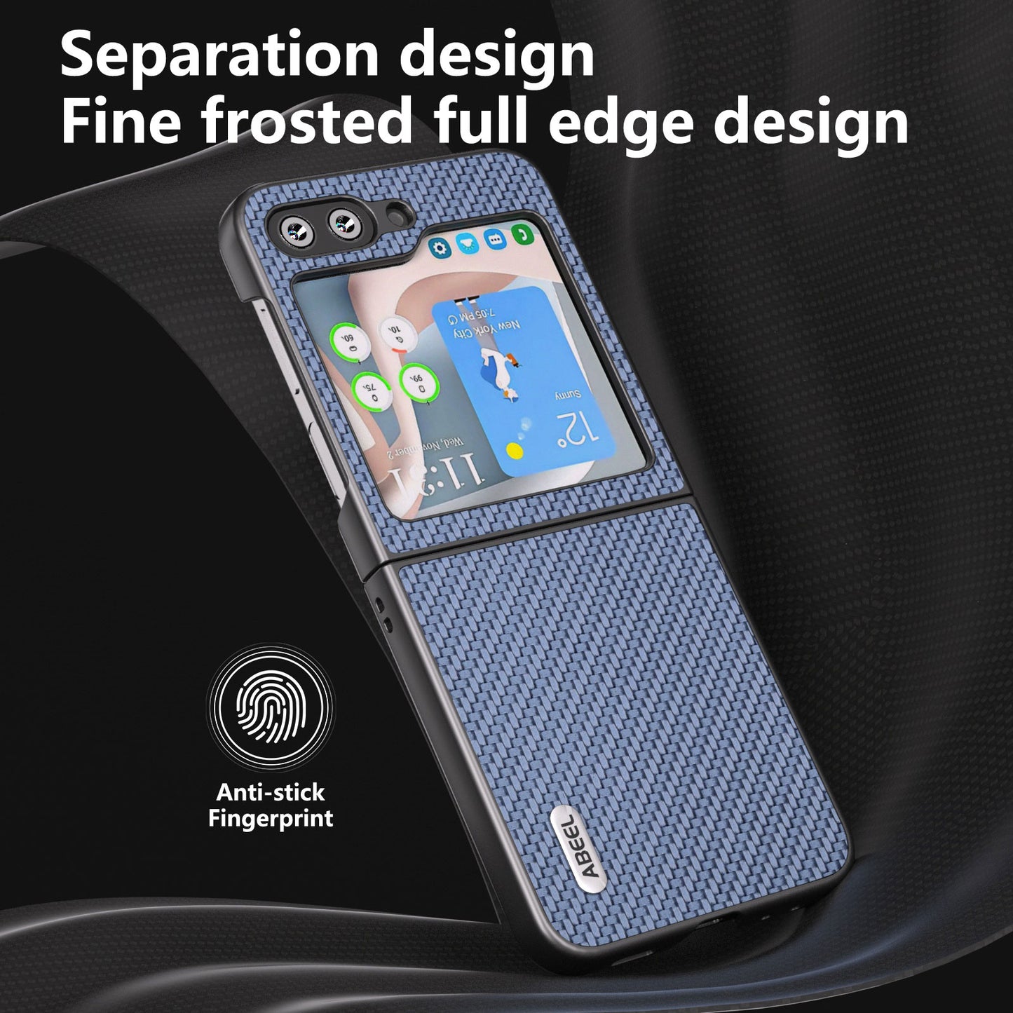 ABEEL For Samsung Galaxy Z Flip6 5G Case Carbon Fiber Texture Phone Protective Cover - Baby Blue