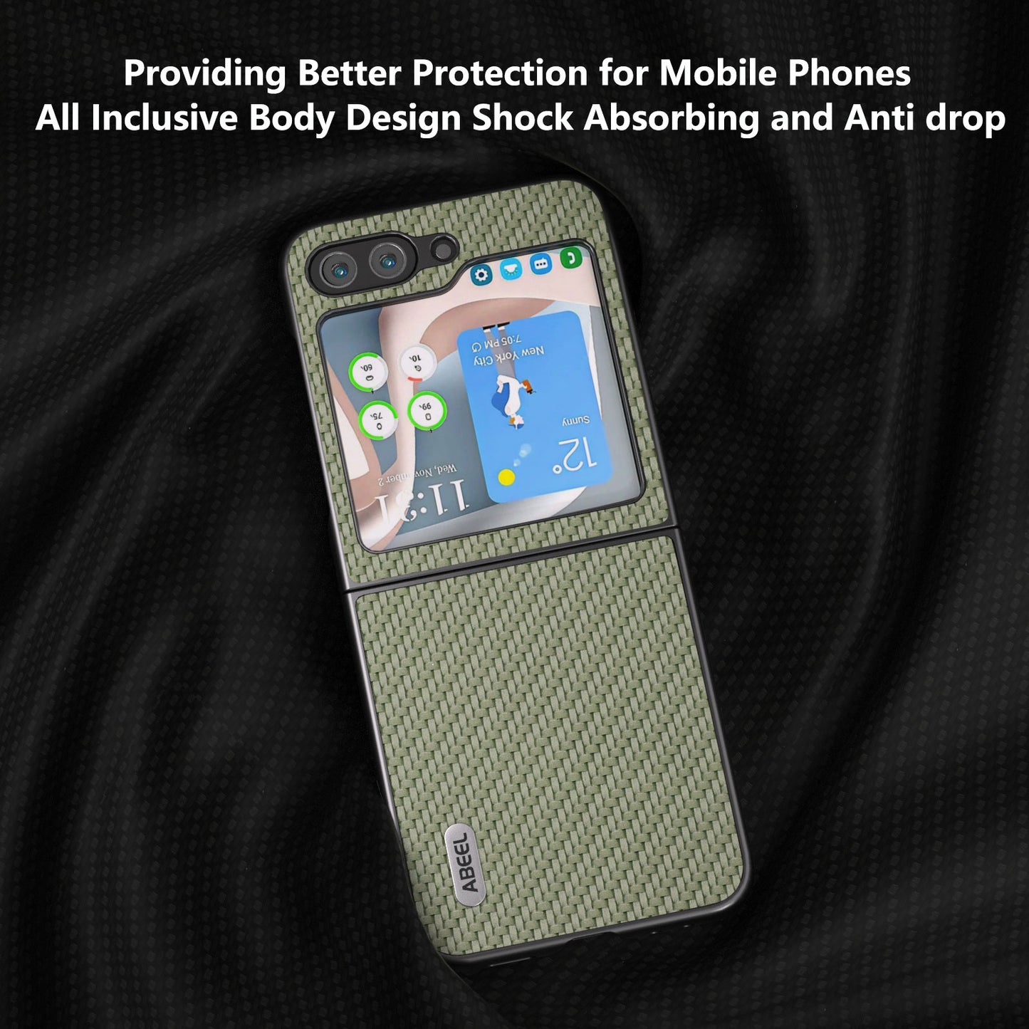 ABEEL For Samsung Galaxy Z Flip6 5G Case Carbon Fiber Texture Phone Protective Cover - Green