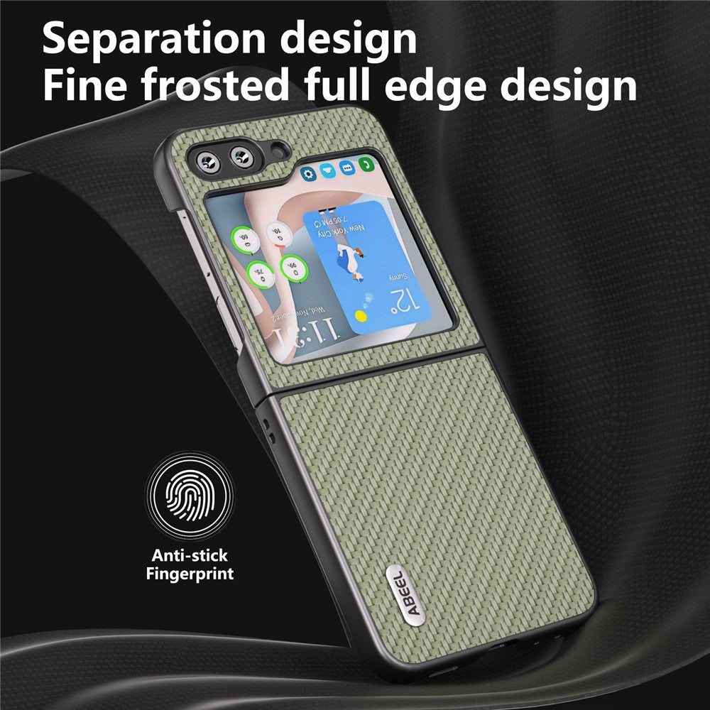 ABEEL For Samsung Galaxy Z Flip7 FE 5G / Z Flip6 5G Case Carbon Fiber Texture Phone Protective Cover - Green