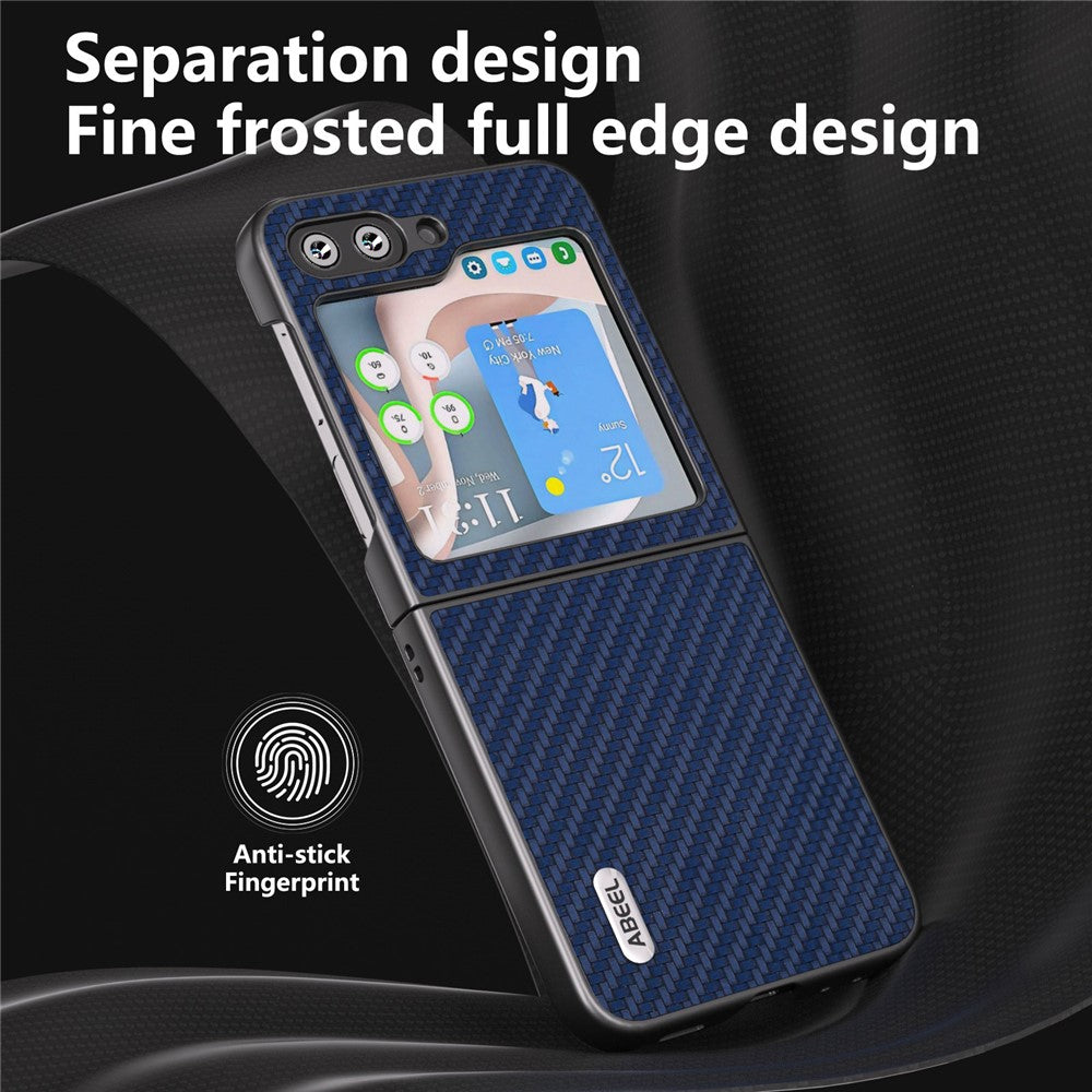 ABEEL For Samsung Galaxy Z Flip7 FE 5G / Z Flip6 5G Case Carbon Fiber Texture Phone Protective Cover - Blue