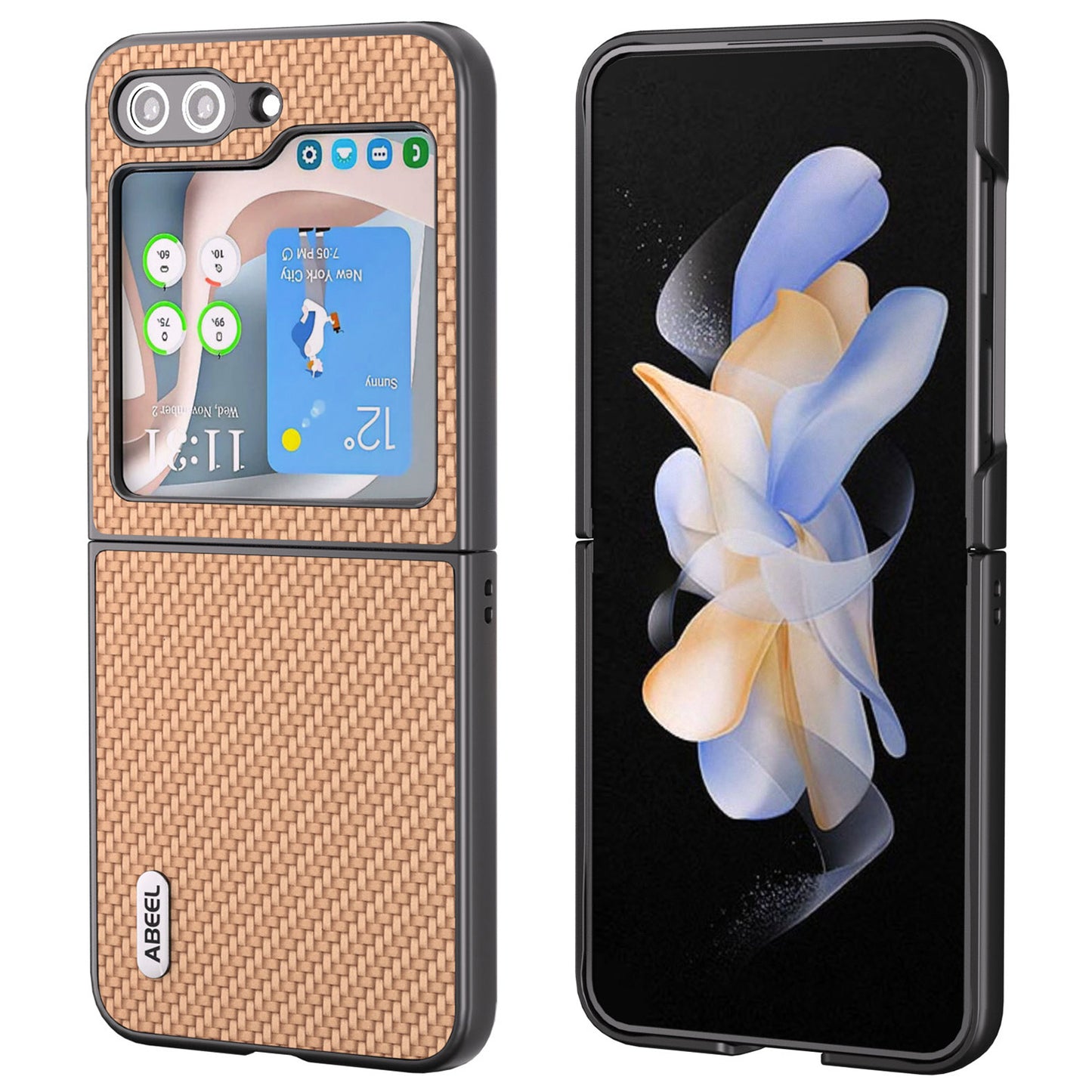 ABEEL For Samsung Galaxy Z Flip6 5G Case Carbon Fiber Texture Phone Protective Cover - Light Yellow