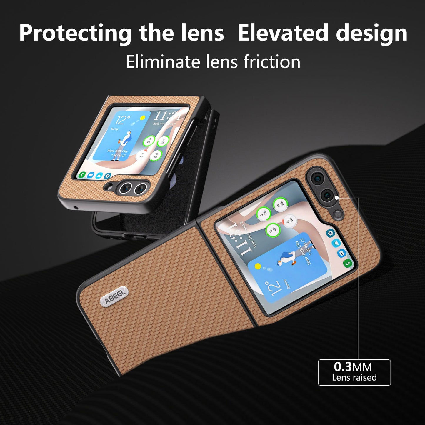 ABEEL For Samsung Galaxy Z Flip6 5G Case Carbon Fiber Texture Phone Protective Cover - Light Yellow