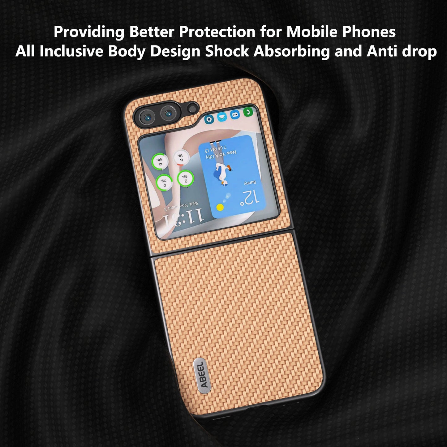 ABEEL For Samsung Galaxy Z Flip6 5G Case Carbon Fiber Texture Phone Protective Cover - Light Yellow