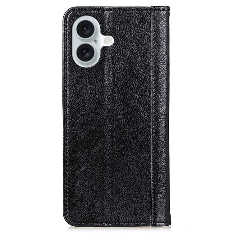 For iPhone 16 Plus Wholesale Cases Split Leather Wallet Phone Cover - Black