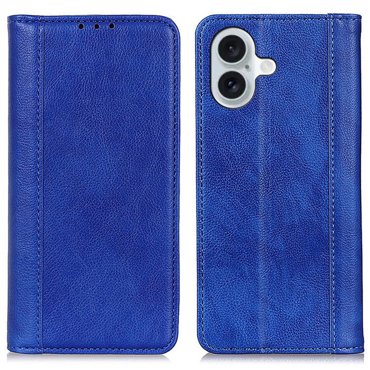 For iPhone 16 Wallet Cases Split Leather Flip Phone Cover Mobile Accessories Wholesale - Blue