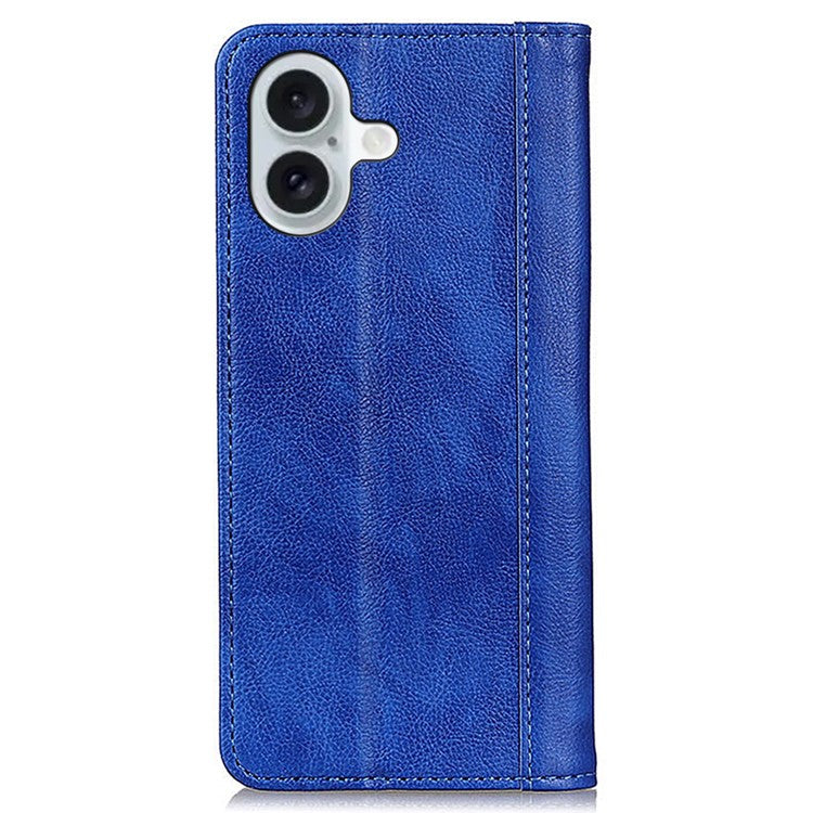 For iPhone 16 Wallet Cases Split Leather Flip Phone Cover Mobile Accessories Wholesale - Blue