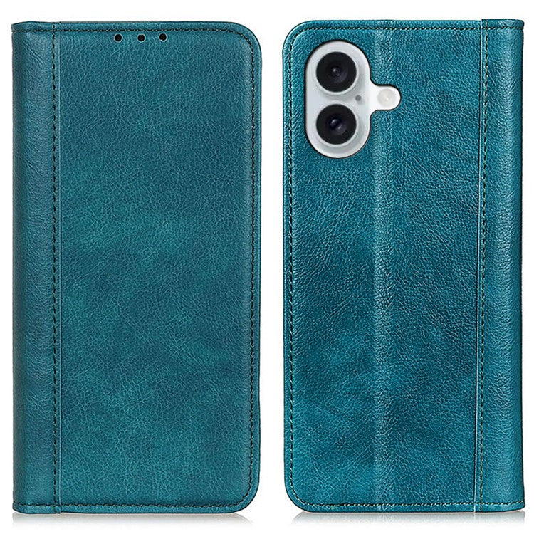 For iPhone 16 Wallet Cases Split Leather Flip Phone Cover Mobile Accessories Wholesale - Green