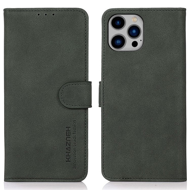 KHAZNEH For iPhone 16 Pro Magnetic Case Texture Leather Soft Touch Mobile Phone Cover - Green