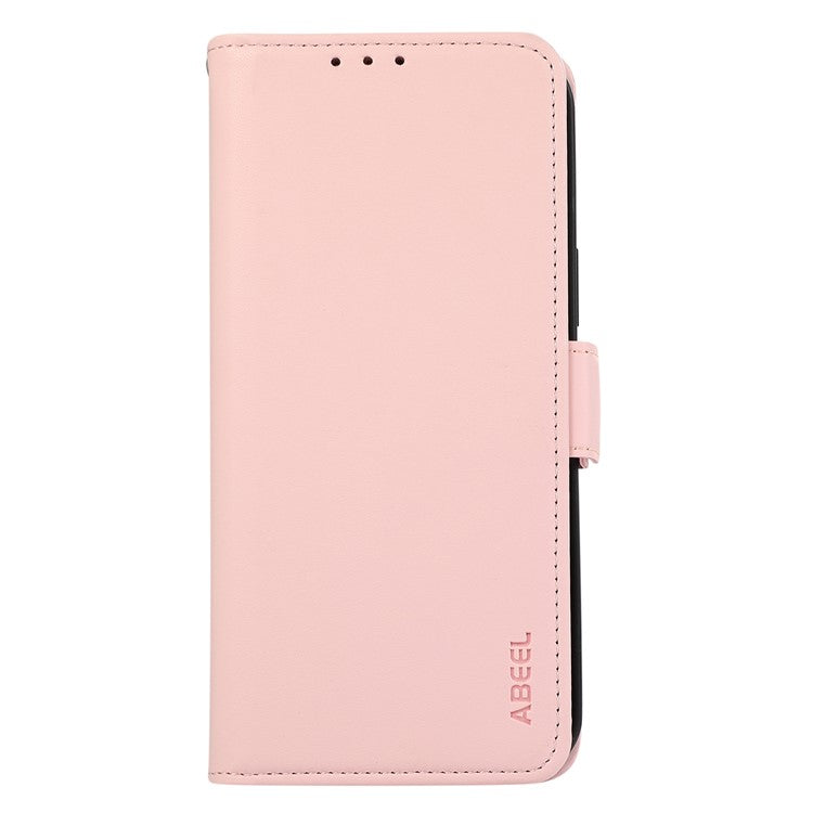 ABEEL For iPhone 16 Stand Case RFID Blocking Leather Wallet Phone Cover - Pink