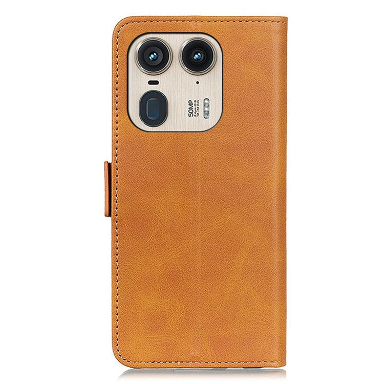 For Motorola Edge 50 Ultra 5G / Moto X50 Ultra 5G Case Anti-Scratch Leather Wallet Phone Cover - Yellow