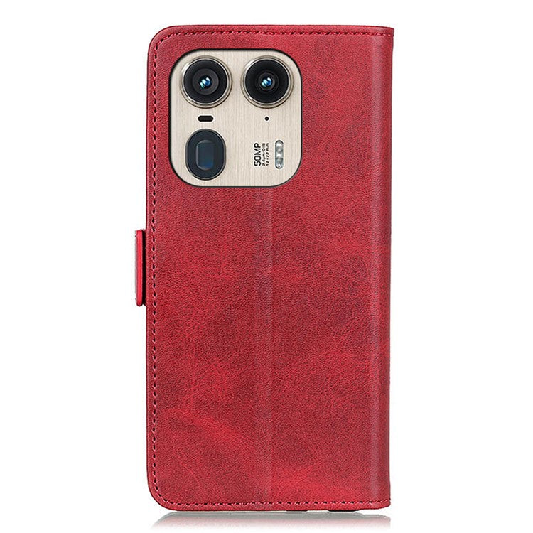 For Motorola Edge 50 Ultra 5G / Moto X50 Ultra 5G Case Anti-Scratch Leather Wallet Phone Cover - Red