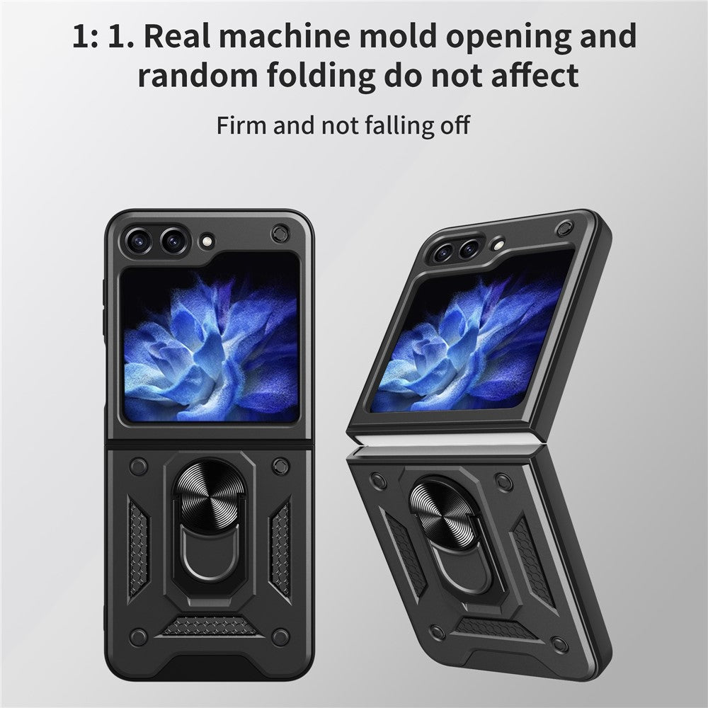 For Samsung Galaxy Z Flip7 FE 5G / Z Flip6 5G Case Ring Holder PC+TPU Phone Cover - Blue