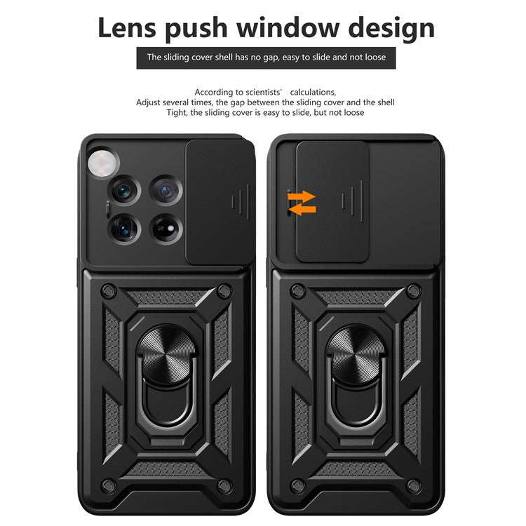 For OnePlus 12 5G Anti-Scratch Phone Shell PC+TPU Phone Cover with Lens Protector+Kickstand - Red