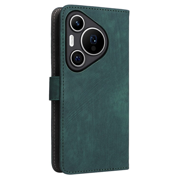 For Huawei Pura 70 Wallet Case RFID Blocking Leather Phone Cover with Strap - Green