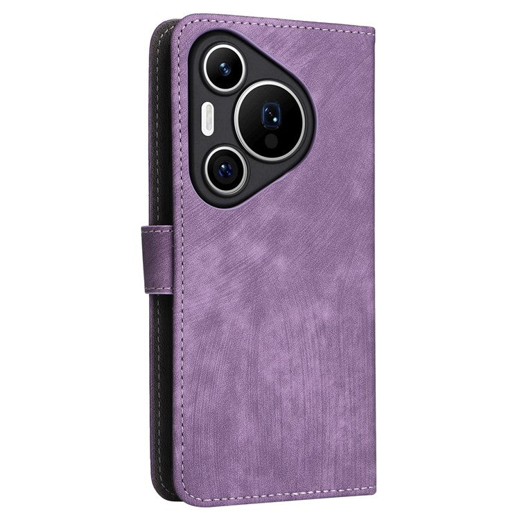 For Huawei Pura 70 Wallet Case RFID Blocking Leather Phone Cover with Strap - Purple