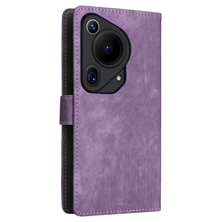 For Huawei Pura 70 Ultra Case with Hand Strap RFID Blocking Wallet Leather Cover - Purple