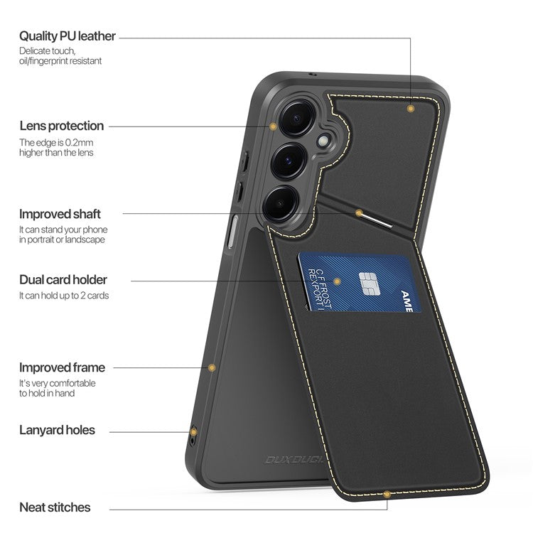 DUX DUCIS Rafi II Series for Samsung Galaxy A15 4G / A15 5G Case RFID Blocking PU+TPU Back Phone Cover - Black