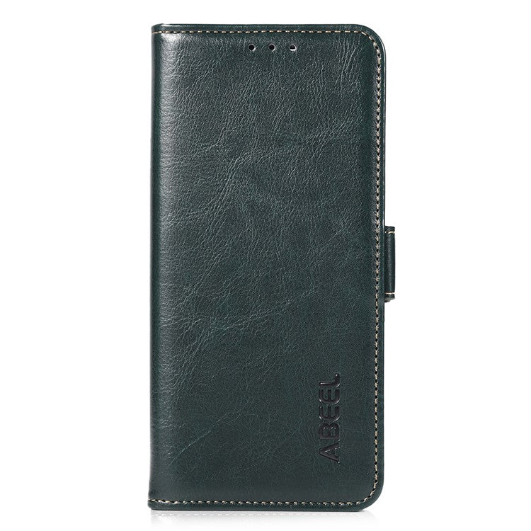 ABEEL For iPhone 16 Pro Case Wallet PU Leather Crazy Horse Texture Phone Cover - Green