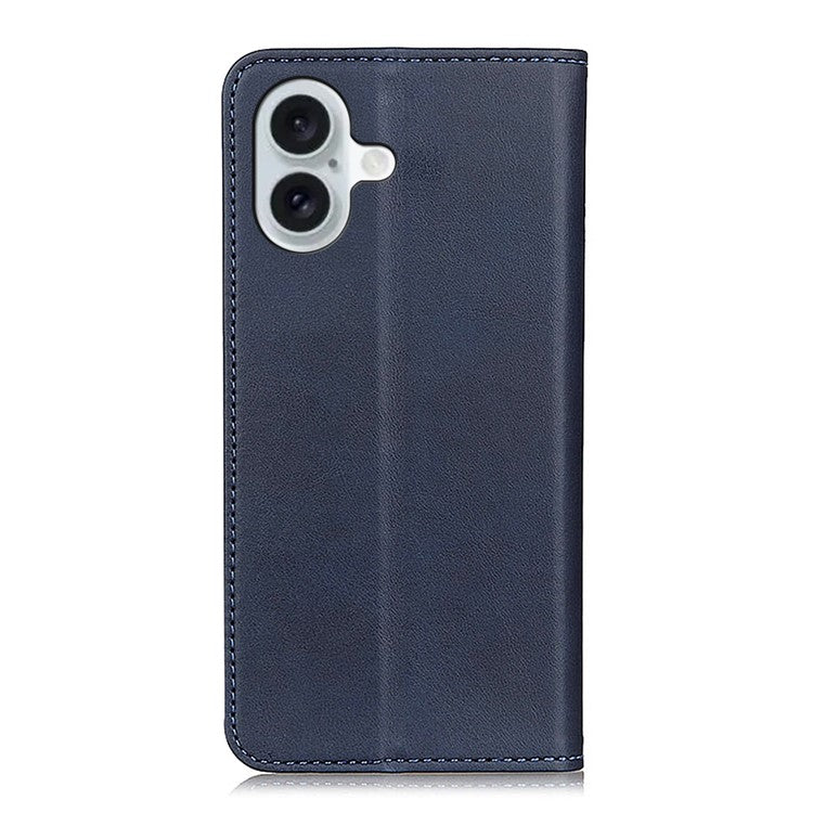 For iPhone 16 Case Magnetic Absorption Split Leather Folio Phone Cover - Blue