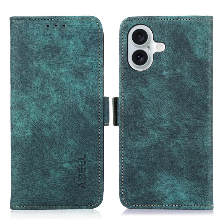 ABEEL For iPhone 16 Plus Wallet Case Vintage PU Leather Folio Phone Cover - Green