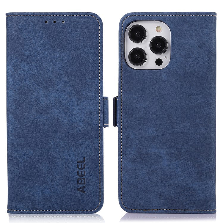 ABEEL For iPhone 16 Pro Wallet Case Stand Retro PU Leather Phone Cover - Blue