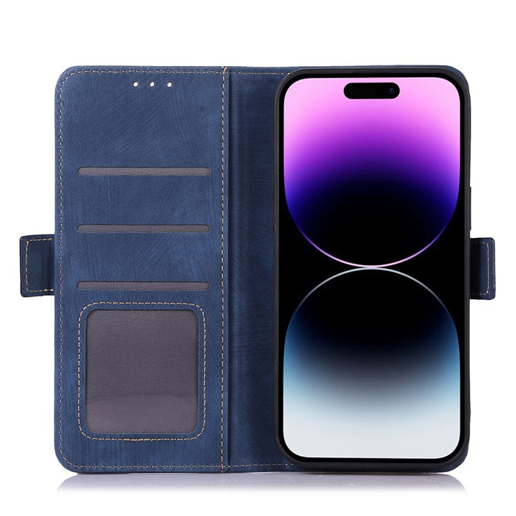 ABEEL For iPhone 16 Pro Wallet Case Stand Retro PU Leather Phone Cover - Blue