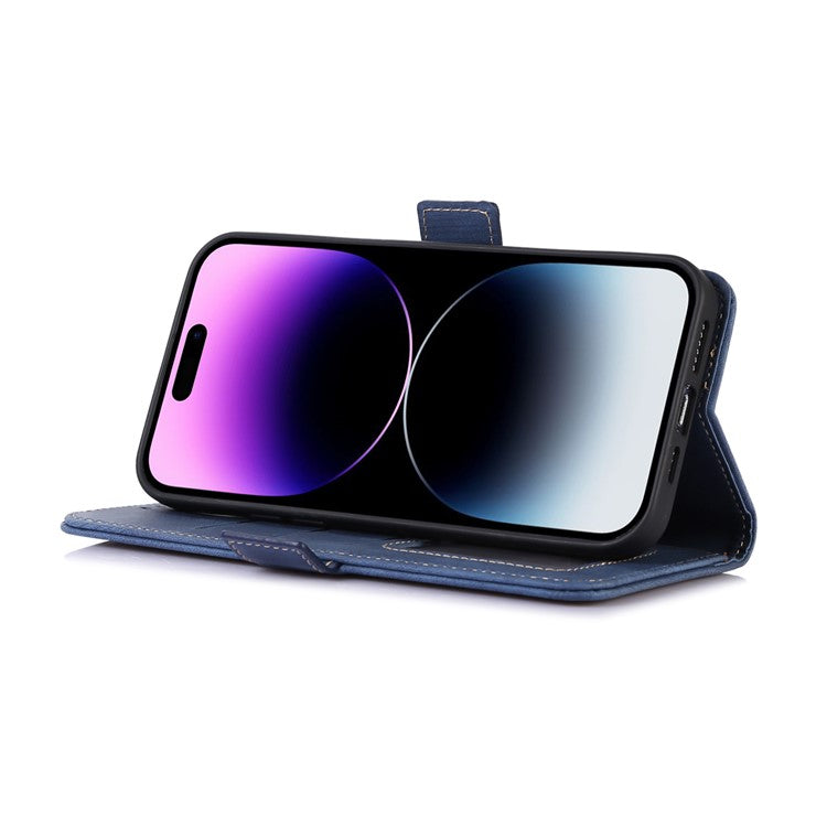 ABEEL For iPhone 16 Case PU Leather Card Slots Stand Retro Phone Cover - Blue