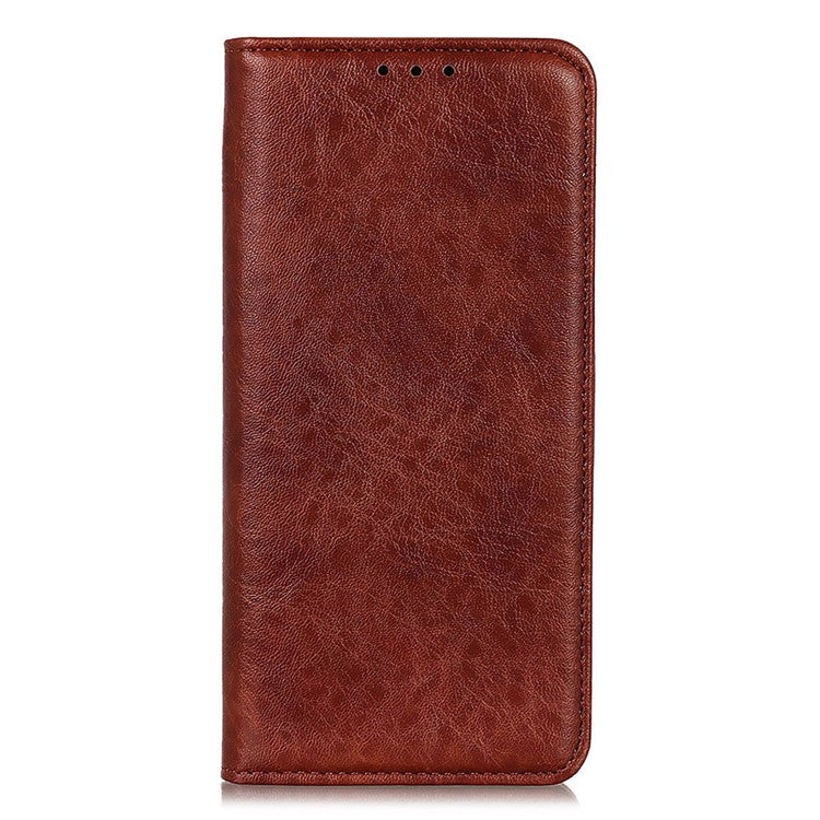 For iPhone 16 Pro Case Crazy Horse Texture Leather Cash Card Holder Purse Phone Cover - Brown