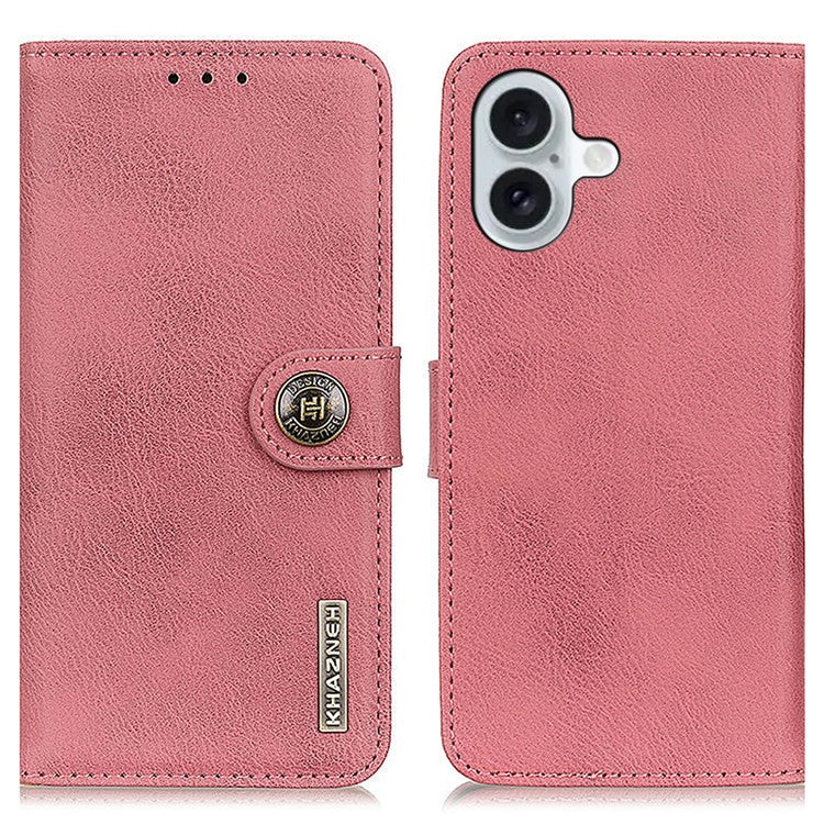 KHAZNEH For iPhone 16 Plus Case Flip Wallet Leather Phone Cover - Pink