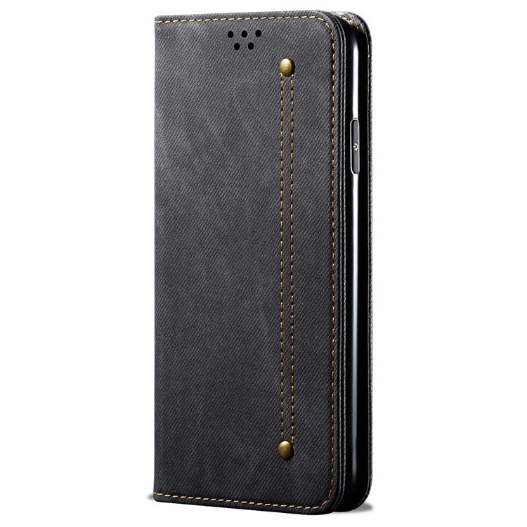 For Huawei Pura 70 Ultra Case Jeans Cloth Texture Flip Leather Phone Cover - Black