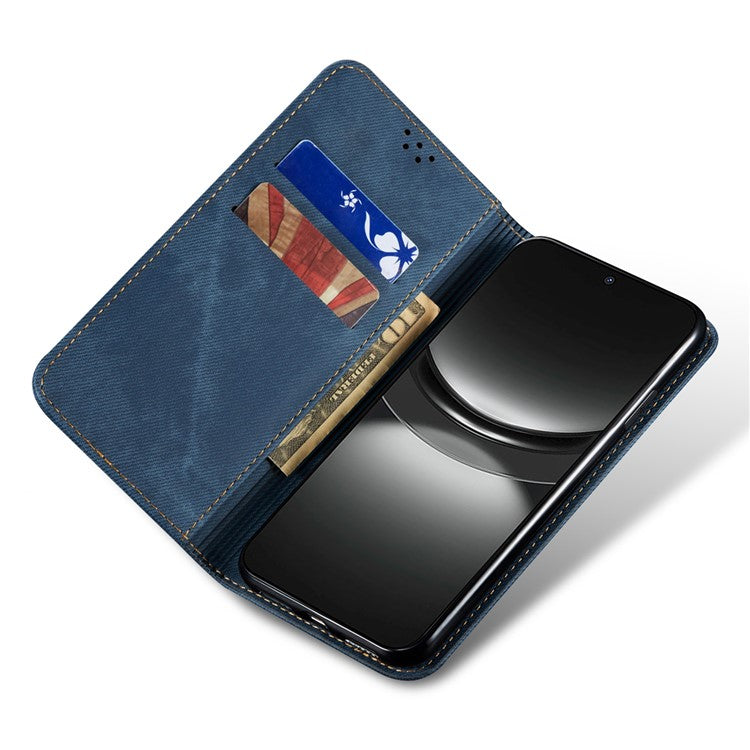 For Huawei nova 2i / Enjoy 70 Pro Leather Case Wallet Phone Cover Jeans Cloth Texture - Blue