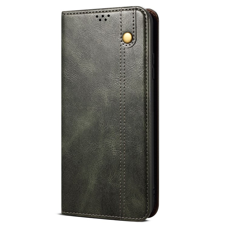 For Huawei Pura 70 Wallet Case Waxy Crazy Horse Texture Leather Stand Pphone Cover - Green