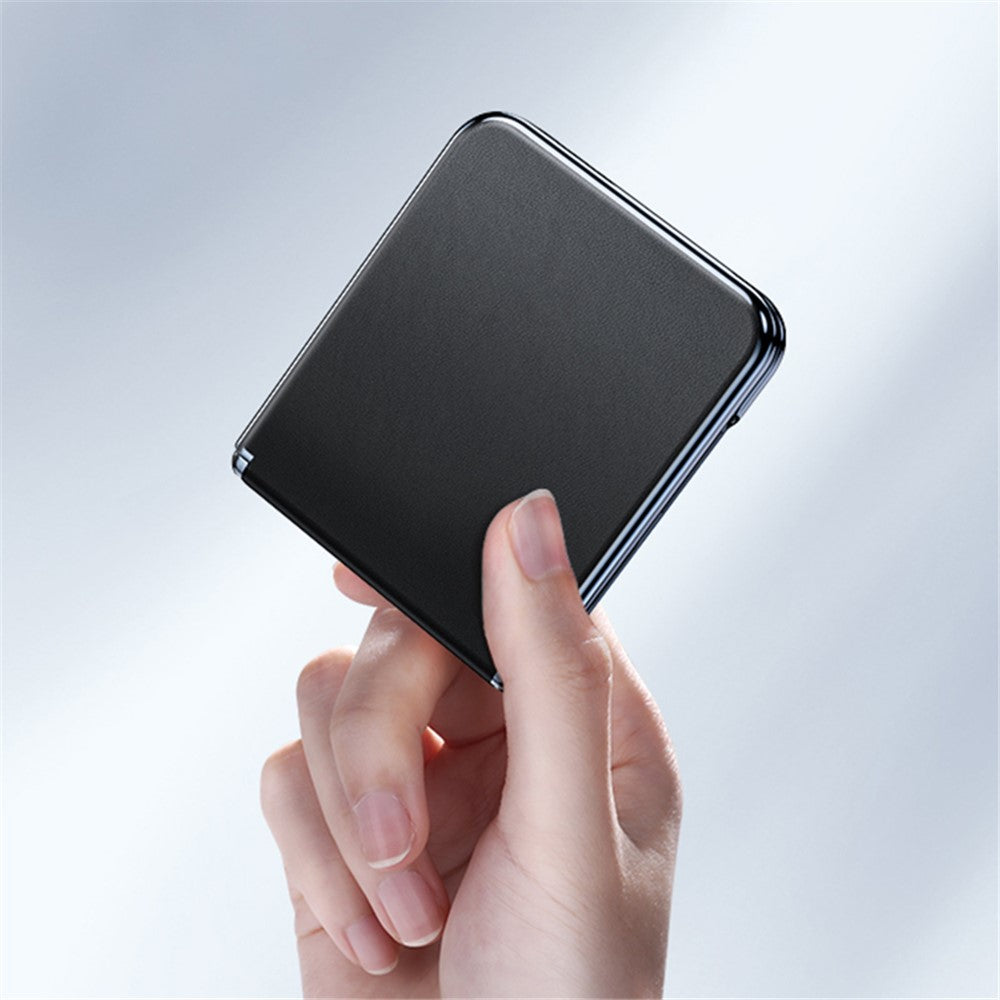 For Samsung Galaxy Z Flip7 FE 5G / Z Flip6 5G Case Electroplating Magnetic Hinge PU+PC Phone Cover - Black