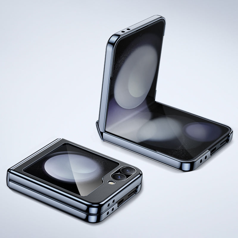 For Samsung Galaxy Z Flip6 5G Case Electroplating Magnetic Hinge PU+PC Phone Cover - Black