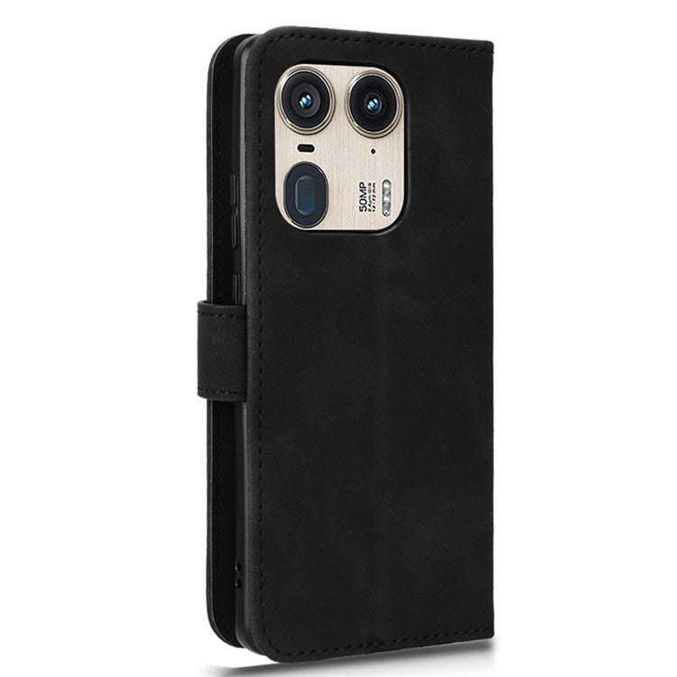 For Motorola Edge 50 Ultra 5G / Moto X50 Ultra 5G Case Leather Wallet Protective Phone Cover - Black