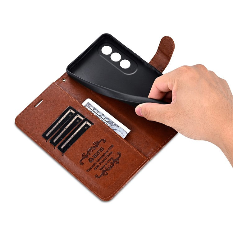 AZNS For OnePlus Nord CE4 5G / Oppo K12 Case PU Leather Magnetic Buckle Wallet Phone Cover - Brown