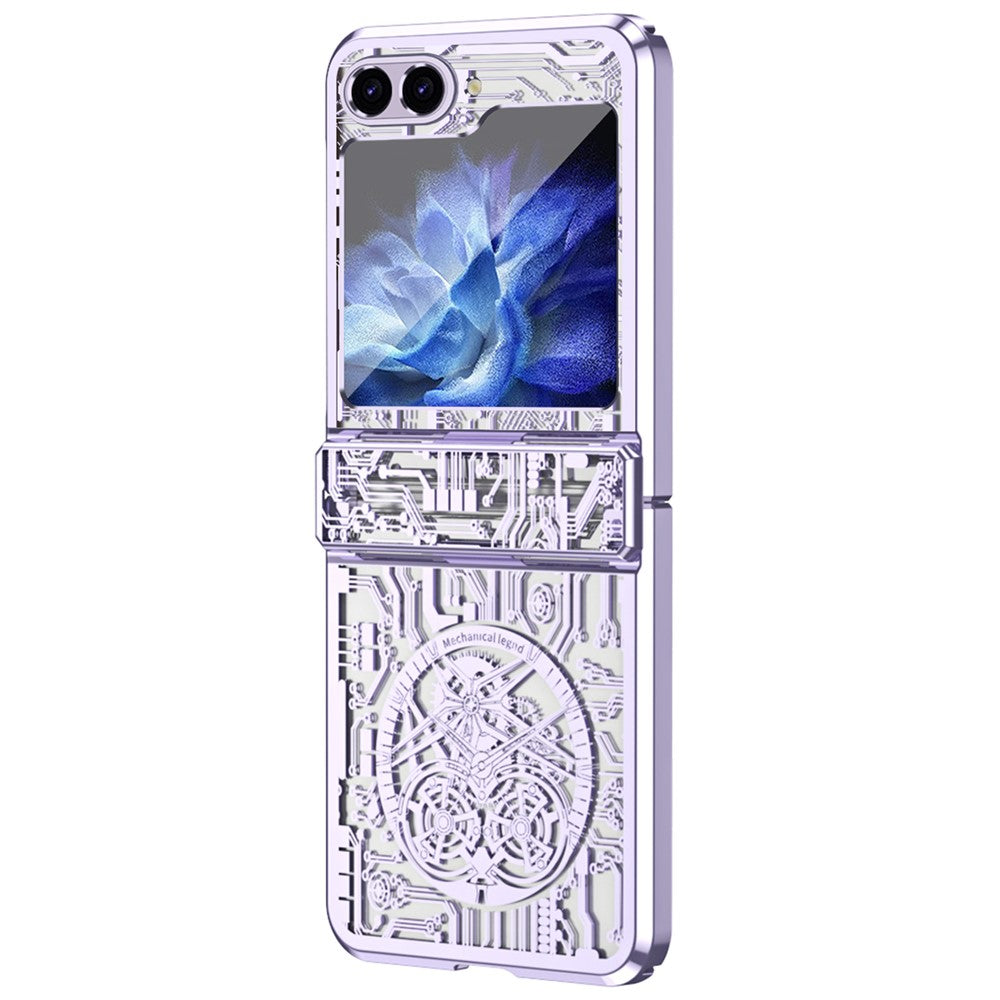 Mechanical Legend Series For Samsung Galaxy Z Flip7 FE 5G / Z Flip6 5G / Z Flip5 5G Case Electroplating Hard PC Phone Cover - Purple