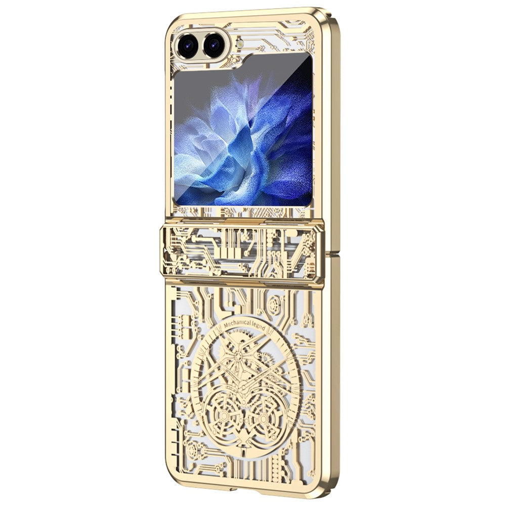 Mechanical Legend Series For Samsung Galaxy Z Flip7 FE 5G / Z Flip6 5G / Z Flip5 5G Case Electroplating Hard PC Phone Cover - Champagne Gold