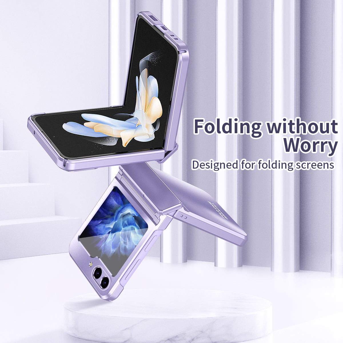 For Samsung Galaxy Z Flip6 5G Case Electroplating PC Hard Phone Cover - Purple