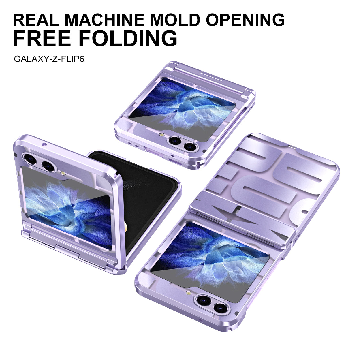 For Samsung Galaxy Z Flip6 5G Case Hard PC Electroplating Phone Cover with Tempered Glass Film - Purple